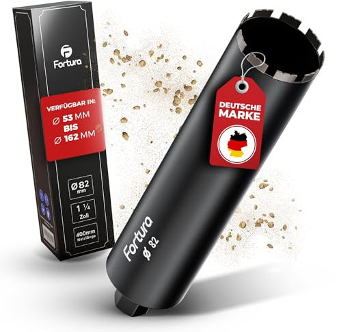 Fortura® Carottier Ø 53-162 mm / Longueur 400 mm / 1 ¼ (Ø82 x 400 mm) Couronne de Forage Diamantée / Foret à Carotter