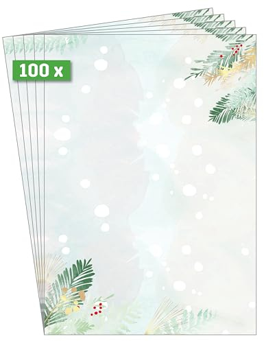 SIGEL DP481 Christmas Motif Papers Christmas Forest Watercolor - Blue, Green, Gold - 90 GSM - A4-100 Sheets