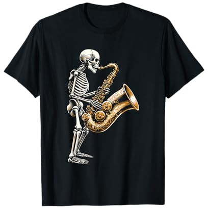 Squelette Saxophoniste Saxophone Instrument Musicien T-Shirt