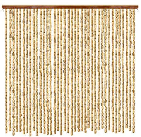 Sh000ad Holzperlenvorhang,Bambusvorhang Türvorhang Hölzern Natur Perlenvorhang,Retro Innen-/Außen Raumteiler Insektenschutz Vorhang Fadenvorhang,Anpassbar,Breite x Höhe (120cm x 200cm(120 Stränge))
