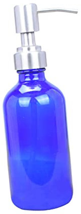 Beatifufu Botella de Vidrio Bomba Prensa Botella de Loción Rellenable para Baño Color Azul Envase de Champú Vacío para Artículos de Tocador