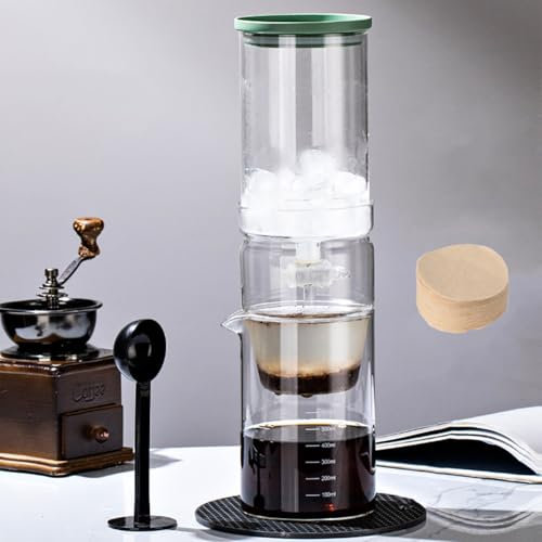 Cold Brew Coffee Maker Drip Server Coffee and Tea Tools Hand Drip Kettle Reusable Iced Coffee Drip Pot Iced Coffee Brewing Tower Cold Brew Coffee Set 600ml,A