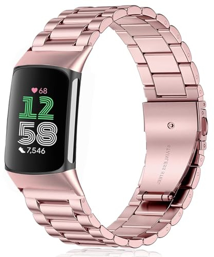 Issinlky Metall armband för Fitbit Charge 6/Fitbit Charge 5, Armband i rostfritt stål för Fitbit Charge 6/Fitbit Charge 5 Kvinnor Män