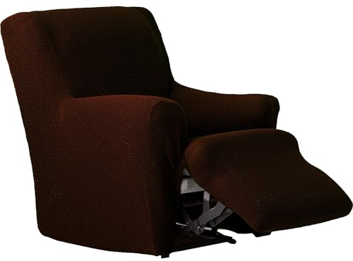 ECOMMERC3 Bi-elastischer Sesselbezug mit Fußteilen, einteilig, atmungsaktiv, Sesselbezug mit zusammengesetzten Füßen, Braun, vollständiger Schutz mit