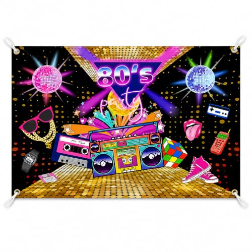 Eowppue Disco Deko Mamma Mia 80er Jahre Banner - Perfekt für Schwarzlicht Partys und Tanzleben - Hängen und Tanzen Sie die ganze Nacht