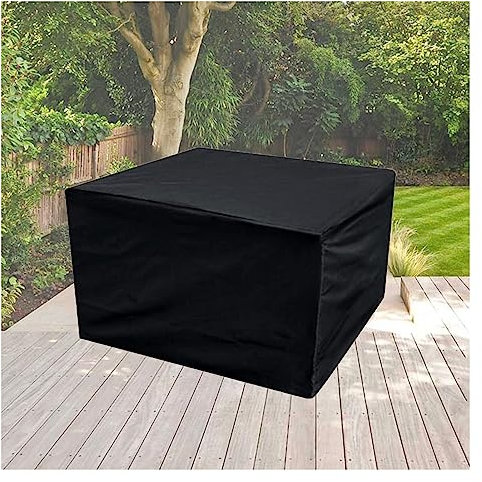 Robuste Abdeckung für Gartentisch, 420D-Oxford-Gewebe, wasserdicht und winddicht, für den Außenbereich, schwarz, 1,9 x 1,25 x 0,8 m