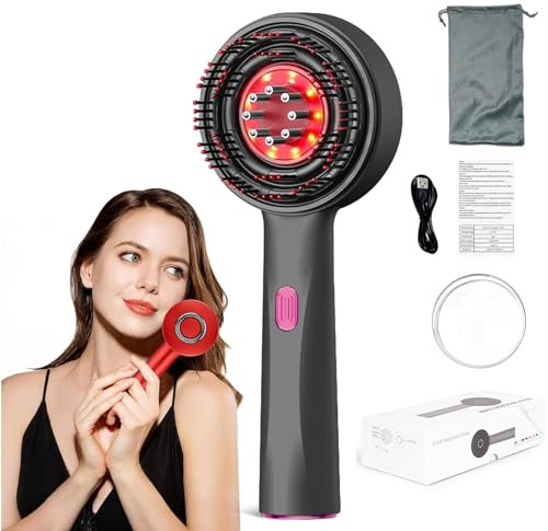 Kopfmassagebürste 2-in-1 Elektrisches Kopfhaut Massagebürste, Elektrische Haarbürste Kopfmassagegerät, Rotlicht Haarbürste Elektrisch Scalp Massager, Kopfhautkamm Mit Serum-Flüssigkeitskabine (grau)