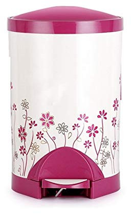 SUNMME Grande Poubelle en Plastique avec Couvercle et pédale pour la Maison, la Salle de Bain, la Cuisine, Le Salon, Le Bureau, 6 l, 1,6 Gallon (Couleur : Gris) (Rose Rouge Taille Unique)