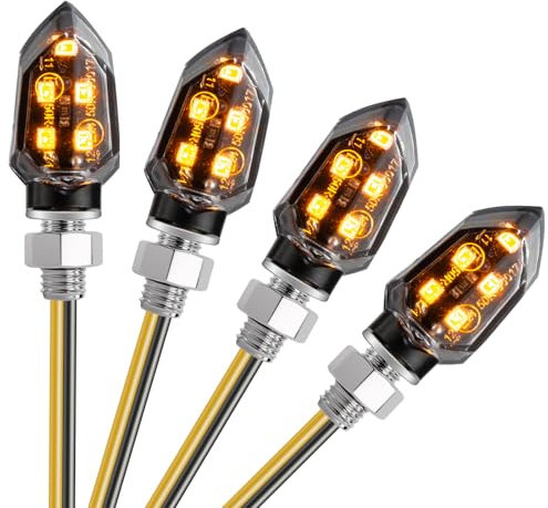 CICMOD 4Pcs Mini Intermitentes Moto Homologados, 12V LED Indicadores de Moto, Universal Intermitentes para Scooter Quad Cruiser Motocicleta Trasparente