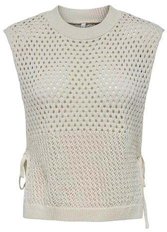 ONLY O-Neck Onlcasa Life SL String col Rond Pull KNT, Ecru, L Femmes