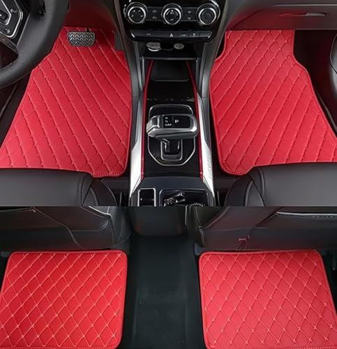 HHCVN Auto FußMatten Für Opel Corsa F 2019-2023 2024, Leder wasserdichte rutschfest Fussmatten Set Accesorios,D Rot