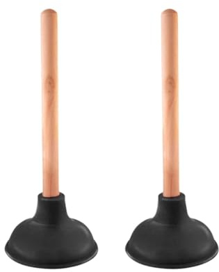 SDMAX Heavy-Duty Toilet Plunger, Ergonomic Wooden Handle, Rubber Suction Cup, Portable And Lightweight, Easy To Clean, Unblocker For Bathroom, Kitchen, Shower And Sinks (2PCS)