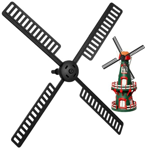 Gatuida Solar Windmill Outdoor Garden Plastic Blades for Yard Decoration | Weatherproof Wind Mill Blades Leaf, Fairy Garden Ornaments Outdoor Wind Spinner, Black Windmill Parts Accessories