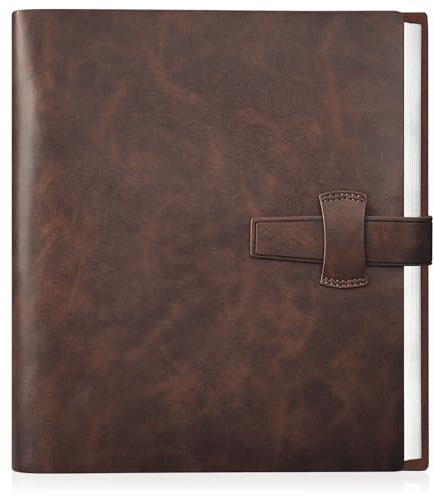 Miaikoe Photo Album 6x4 200 Photos, Leather Cover Album with 30PCS Kraft Writing Paper Scrapbook Holds 200 10x15cm Horizontal Photos for Family Wedding Baby Graduation (Brown)