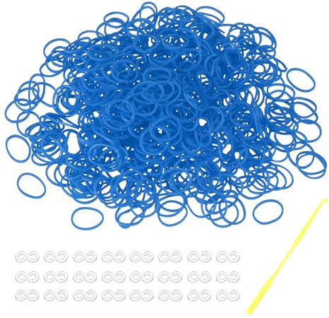 sourcing map Kit di 600 elastici in gomma con 25 clip a S, 1 gancio, elastici di ricambio per braccialetti per tessere, fai da te, artigianato, regalo, blu