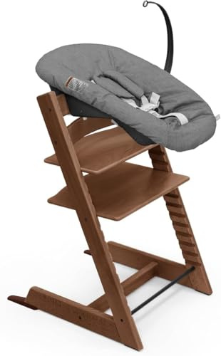 Tripp Trapp Stuhl von Stokke (Warm Brown) mit Newborn Set (Anthracite) - Für Neugeborene bis zu 9 kg - Gemütlich, sicher & einfach zu verwenden
