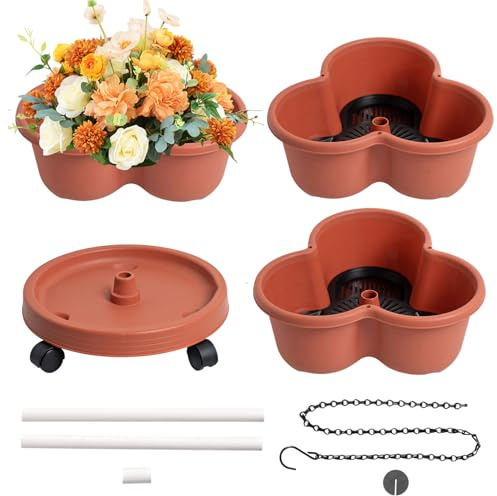 Genérico Jardinera Vertical - Maceta para Verduras | Torre de Macetas de 3 Niveles con Ruedas Removibles para Verduras Flores Fresas Cocina Interior Exterior Balcón y Patio