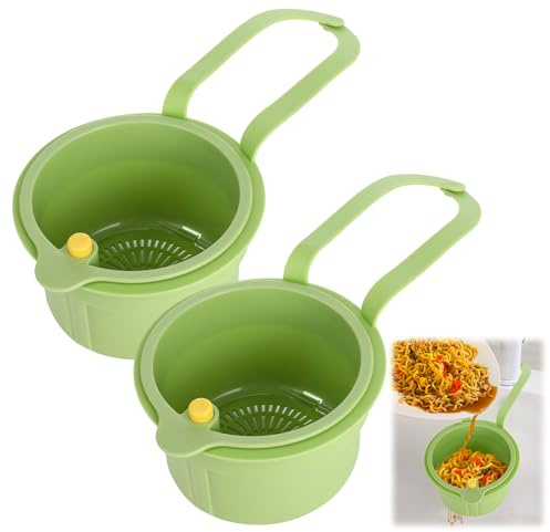 2 coladores para fregadero, colador con botón de presión para colgar, sin manchar las manos, cesta de filtro colgante, cesta de desagüe para fregadero de cocina, organizador de lavado