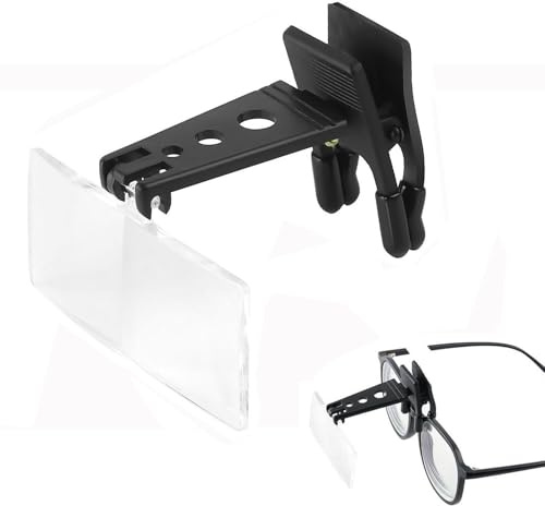 Zpeiran Gafas de Lupa,Lupa con Clip Abatible para Gafas 1.5X 2.5X 3.5X para Lectura Trabajos de Joyería Reparación Electrónica y Tareas de Precisión