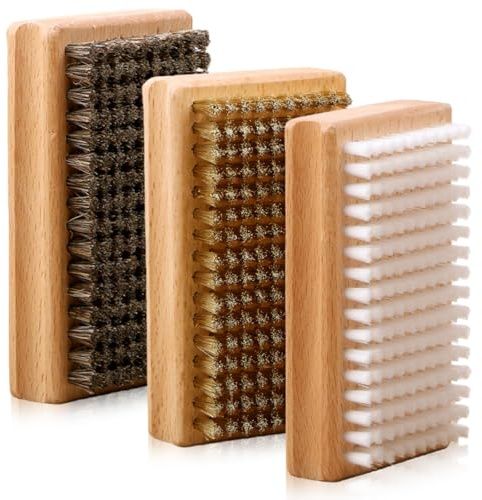 GAOUTO Set di 3 spazzole in cera per snowboard, 12,5 x 7 x 3,5 cm, spazzola in nylon, spazzola per capelli di cavallo e spazzola in rame, accessori per la pulizia di alpini, snowboard e sci nordico