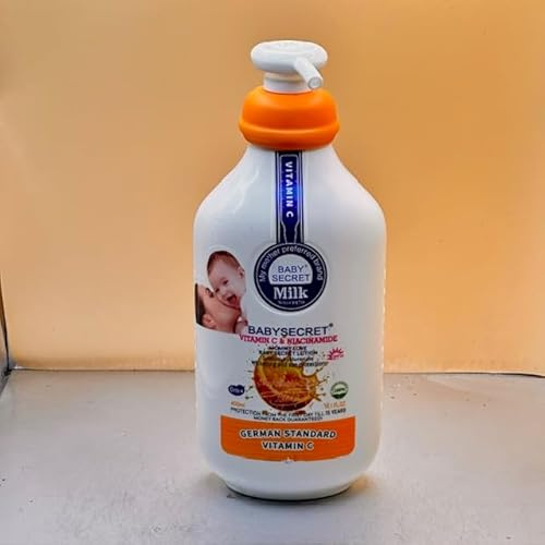 Bsby Secret Vitamin C Hydrating Body Lotion, Regular Size, 400ml, All Natural Ingredients, Olive Oil, Coconut Oil, Almond Oil & Shea Butter, Kids, All Skin Types, SPF 20