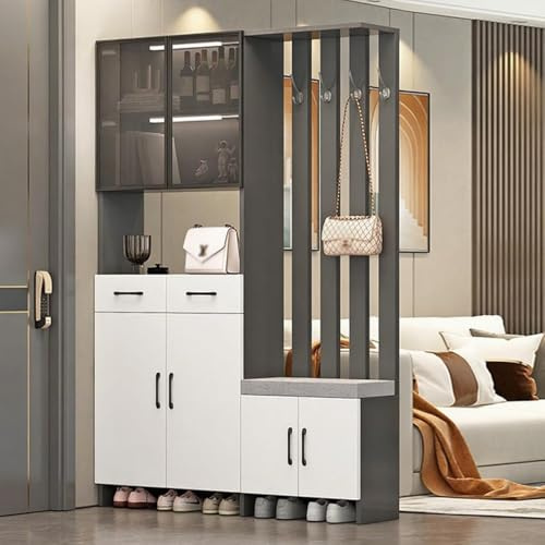 Meihkkud Schermo divisorio in legno, mobile divisorio for ingresso, decorazione indipendente facile da montare, con ripiano portaoggetti(Gray,120cm/47.2in)