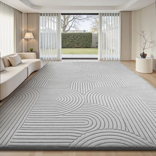 Treeboy Teppich Wohnzimmer 200X300cm Grau Großer Teppiche Schlafzimmer Rug | Kurzflor Flauschig Wohnzimmerteppich Waschbar Großer Teppiche Gegend Mit Rutschmatte Kinderzimmer 3D Organische Form Rug