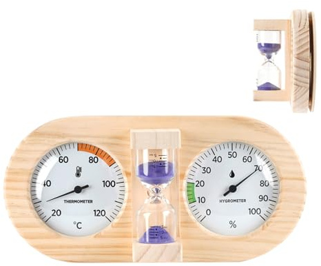 Sablier De Sauna - Compteur D'Humidité À Décompte De 15 Minutes - Minuteur à Sable Murale avec Cadre en Bois 15 Minutes,pour Intérieur Maison Garage Serre et Camping-Car