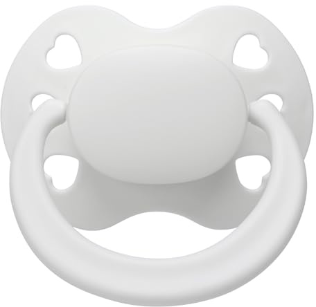 Somniumnight Chupete de tamaño adulto para la ansiedad: seis agujeros en forma de corazón, pezón grande de silicona para dormir, productos de protección grande para aliviar el estrés, color blanco
