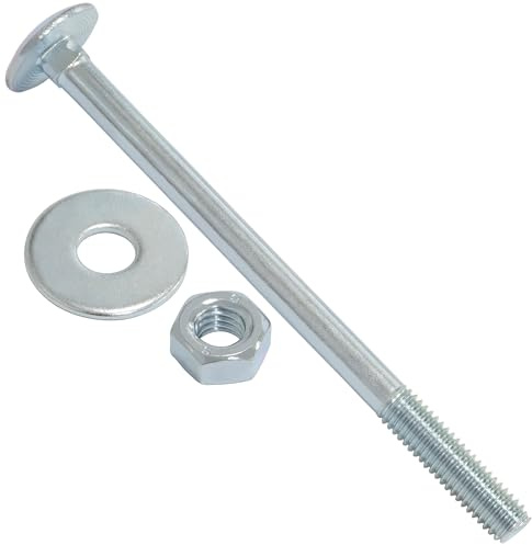 AERZETIX Set di 25 bulloni viti a testa tonda con quadro sottotesta M6x90mm / rondelle e dadi M6 / acciaio zincato/per fissaggio e assemblaggio
