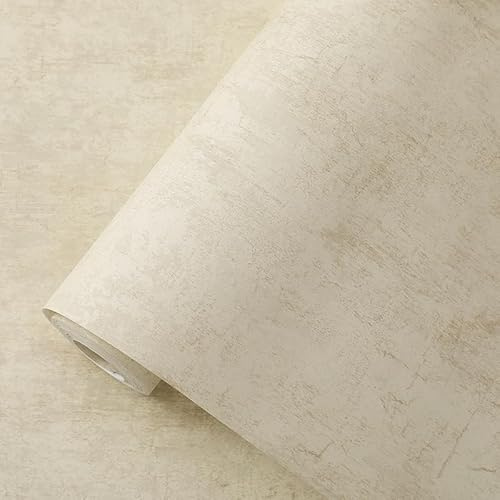 Cathpetic Cream Gold Concrete Wallpaper for Living Room, Bedroom, Fireplace 950 * 50CM=5m² Neutral Decorative Retro Wall Paper with Distressed Pattern, Textured Finish