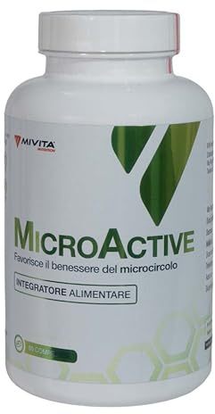 Mivita - Microactive Microcircolo 60 Compresse - Integratore per Circolazione Gambe e Vene - Diosmina, Troxerutina, Vite Rossa, Rusco e Meliloto - Drenaggio Linfatico e Ritenzione Idrica