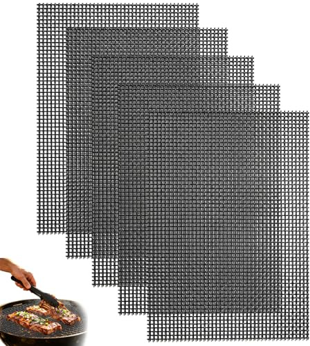 dellyy Grille Barbecue Decoupable, Tapis de Cuisson Barbecue Réutilisables, Anti-Adhésif Filet de Cuisson Barbecue pour Charbon de Bois, Gril Électrique, Gril à Gaz (33x40cm,5 Pièces)
