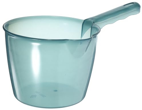 VICASKY Cucharón de Cocina Pequeño Transparente Azul Mango Largo, Pala de Agua Gruesa para Uso Doméstico, Adecuado para Cocina, Baño y Restaurante, Utensilio Práctico para Lavar Verduras