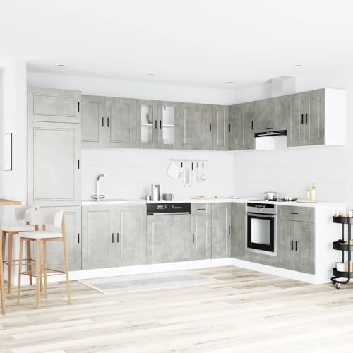 Caltucah Waschbeckenunterschrank Porto mit Tür, Grau Holzwerkstoff, 80 x 46 x 81,5 cm, 2 Stück, Stauraum für Waschtisch, für Innenbereich, passt zu Doppelwaschbecken