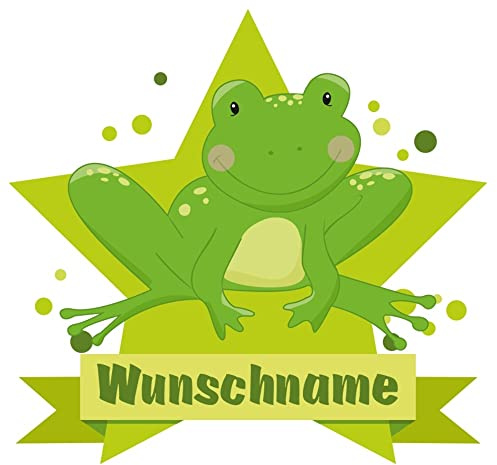 Samunshi® Frosch Aufkleber mit Namen Autoaufkleber Namensaufkleber Kinder - 30x26cm mehrfarbig