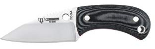 Cudeman Nuevo Cuchillo de Cuello Yoda 200-M Cuero Hoja de Acero Böhler N-695 y empuñadura de micarta Negra con de 5,8 cm para Caza, Pesca, Supervivencia y bushcraft + Portabotellas Regalo