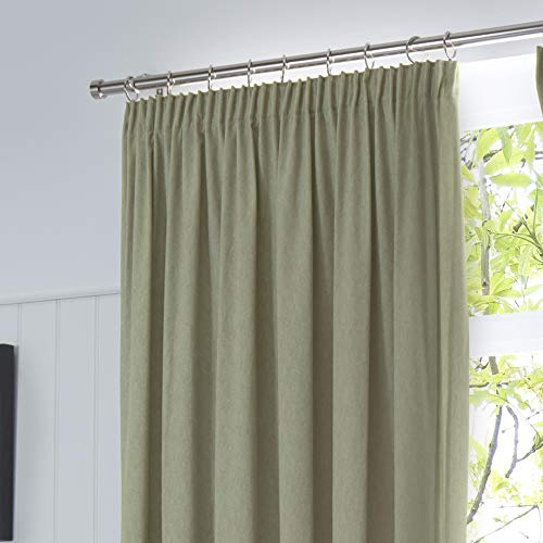 Fusion Sage Green Blackout Curtains – W117 x L229cm (46 x 90) – Pencil Pleat Thermal Drapes for Bedroom & Living Room – 2 Panels – Light Green Window Curtains