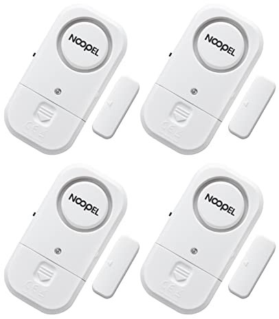Door Window Alarm 4 Pack, NOOPEL 120DB Magnetic Pool Alarm, Burglar Intruder Entry Alert for Kids Toddlers Alzheimers Personal Home Security