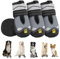 SlowTon Hundeschuhe Pfotenschutz, 4 Stück wasserdichte Hunde Schuhe Outdoor mit Rutschfester Sohle, reflektierendem Klettverschluss Hundestiefel für kleine mittlere große Hunde Winter(S-Grau, Size 3)