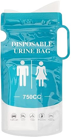 10 Stück Einweg-Urinbeutel, 750 Ml, Tragbarer Notfall-Urinbeutel, Reise-Urinbeutel, Einweg-Urinbeutel, Toilette, Stau, Notfall, Tragbare Toilette für Camping, Stau