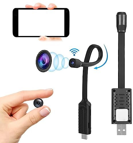 Mini Telecamera con Presa USB, Telecamera Wireless WiFi HD 1080P con Visione Notturna con Rilevamento del Movimento, Visione Remota, Telecamere Nascoste Nanny Cam per APP Android