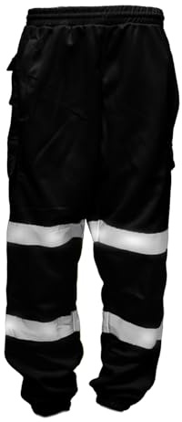 Herren-Arbeitshose, 100 % Polyester, hohe Sichtbarkeit, Jogginghose, Sicherheitshose, mehrere Taschen, superweich, hohe Sichtbarkeit, Cargo-Sicherheitshose, Arbeitskleidung
