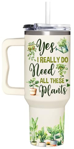 AT2Z GLOBAL Gardening Gifts For Women - Gifts For Gardeners Woman - Christmas, Birthday, Mothers Day Gift For Gardeners, Plant Lady Gift - 40Oz Tumbler With Handle & Straw