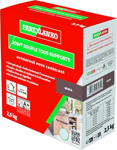 PAREXLANKO - Joint Souple tous Supports - Moka - Joints de Carrelage de 2 à 15 mm Soumis à de Fortes Sollicitations - Neuf et Rénovation - Sol et Mur - Intérieur et Extérieur - 2,5 kg