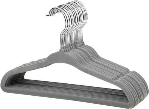Stormix Baby Kleiderbügel 16er-Pack, 28cm rutschfeste Kleiderbügel aus Samt für Kinder, Kleiderbügel mit Schulterkerben für Kleinkinder Grau
