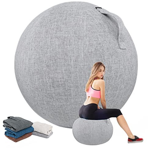 Dsongo Gymnastikball Bezug, 55cm 65cm 75cm Schutzhülle Gymnastikball, Bezug Sitzball, Yoga Ball Abdeckung, Balance Ball Abdeckung, Anti Kratzer Faltbar Sitzbälle Stoff Bezug (Gray, 55cm)