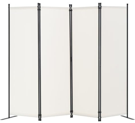 VEVOR Room Divider, 4 Panel Room Dividers and Folding Privacy Screens, Fabric Partition Room Dividers for Office, Bedroom, Dining Room, Study, Freestanding, White