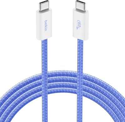 Belkin USB C to USB C Cable, 6.6ft 60W - Type C Charger, iPhone Charger Cord, Soft Braided Flexible for iPhone 16, Galaxy S25, Pixel 9, Airpods, iPad Pro, Tablet and More