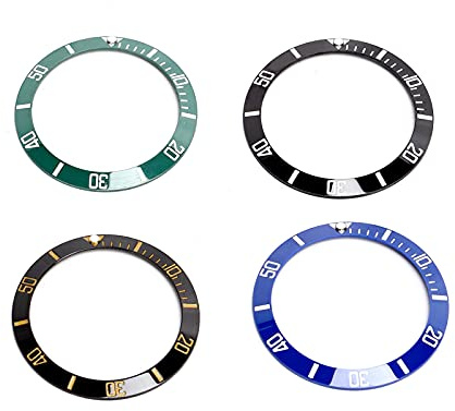 Tissting 4pcs Bisel de reloj de cerámica, insertar piezas de repuesto del anillo de inserción de bisel de pulsera 38 mm, mejorar la calidad y el estilo del reloj